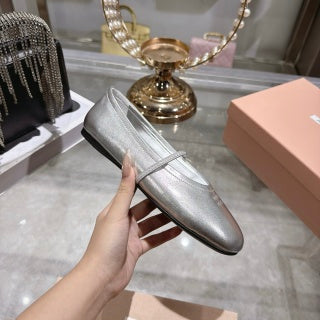 MIUMIU 26S CLOSED-BACK SANDALS IN SILVER CALFSKIN