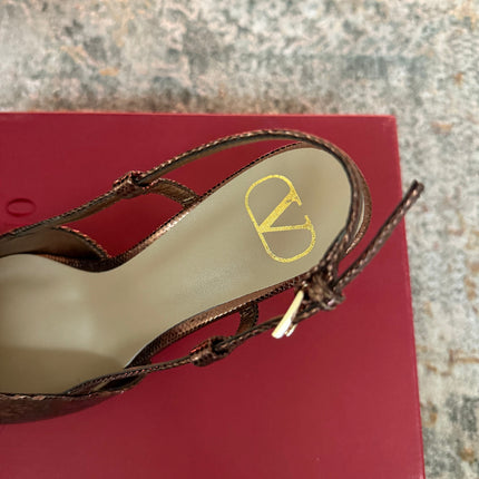 VALENTINO 26S SLINGBACKS 75 MM IN METALLIC BRONZE SNAKESKIN