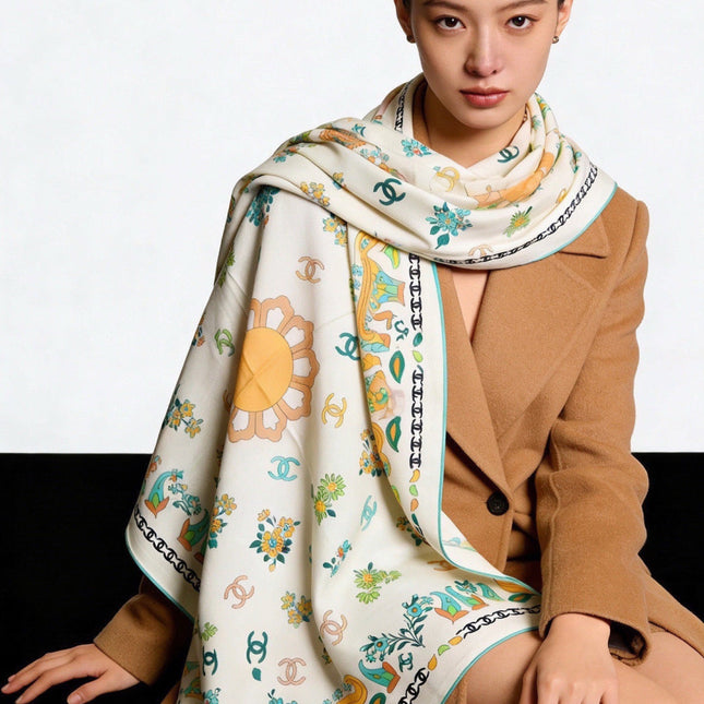 CHANEL 26S SCARF 135 IN CASHMERE AND SILK 306128