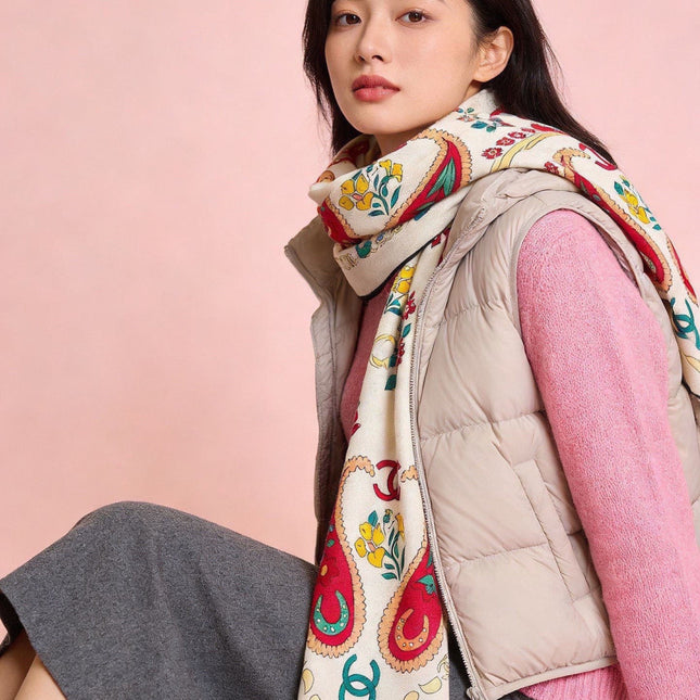CHANEL 26S SCARF 135 IN CASHMERE AND SILK 306130