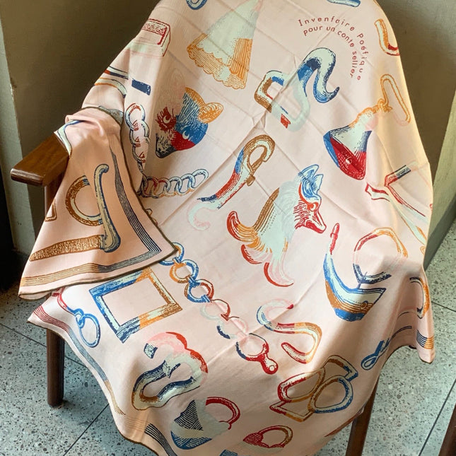 HERMES 26S PRINTED SQUARE SCARF 135 IN CASHMERE AND SILK 307237