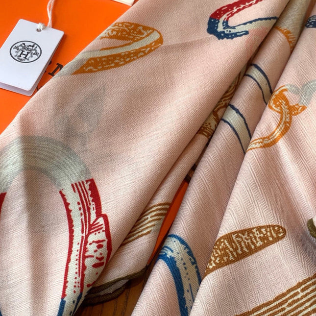HERMES 26S PRINTED SQUARE SCARF 135 IN CASHMERE AND SILK 307237