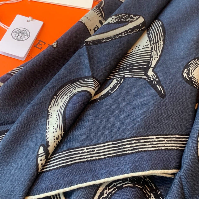 HERMES 26S PRINTED SQUARE SCARF 135 IN CASHMERE AND SILK 307239