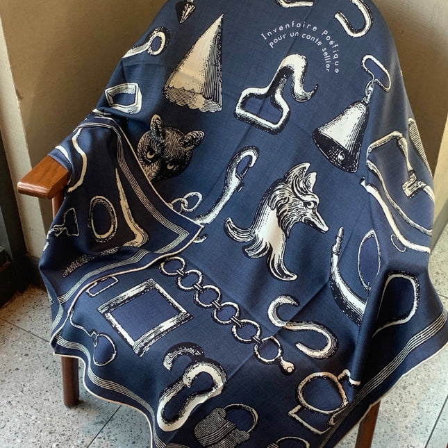 HERMES 26S PRINTED SQUARE SCARF 135 IN CASHMERE AND SILK 307239