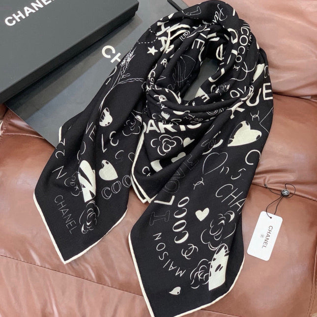 CHANEL 26S SCARF 135 IN CASHMERE AND SILK 307241