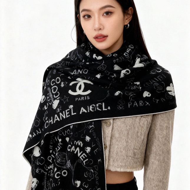 CHANEL 26S SCARF 135 IN CASHMERE AND SILK 307241