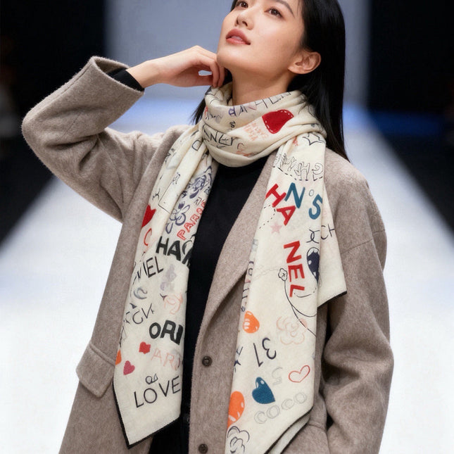 CHANEL 26S SCARF 135 IN CASHMERE AND SILK 307242