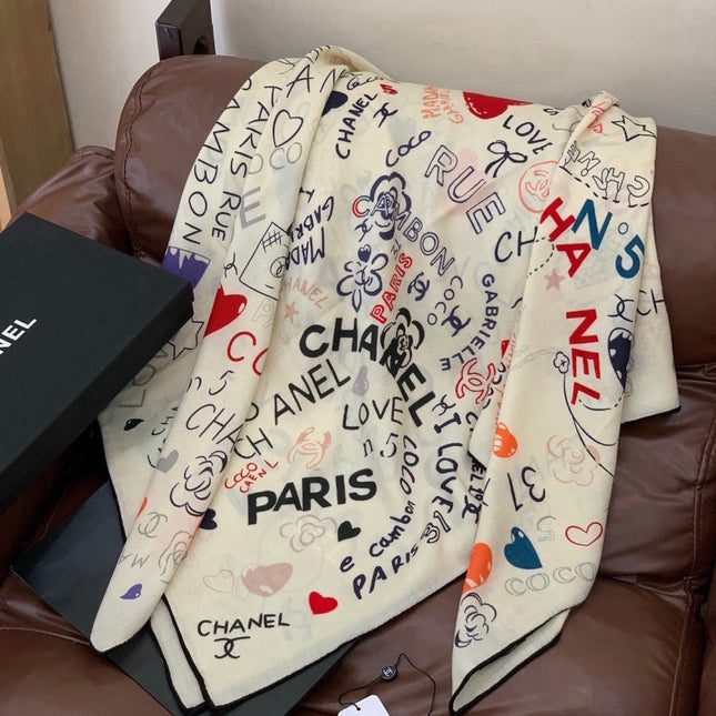 CHANEL 26S SCARF 135 IN CASHMERE AND SILK 307242
