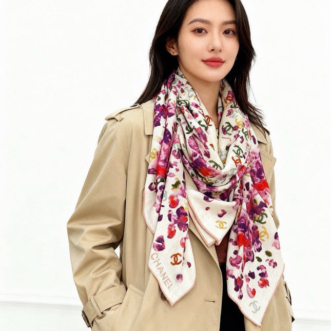 CHANEL 26S SCARF 135 IN CASHMERE AND SILK 307249