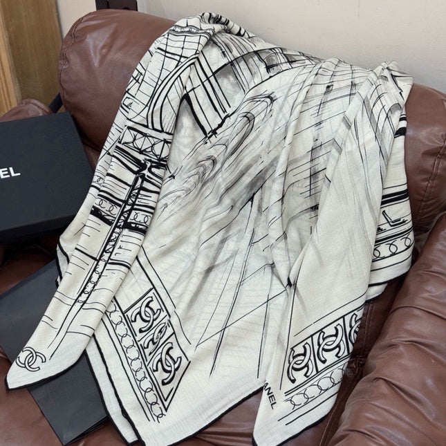 CHANEL 26S SCARF 135 IN CASHMERE AND SILK 309305
