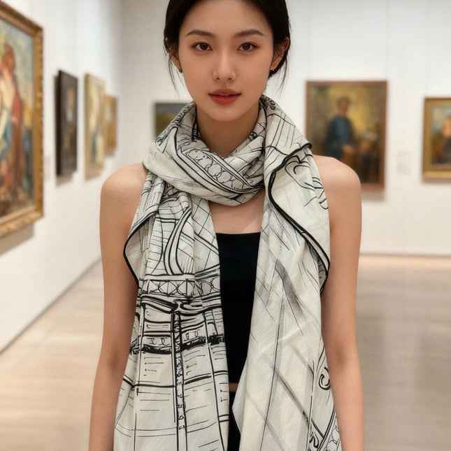 CHANEL 26S SCARF 135 IN CASHMERE AND SILK 309305