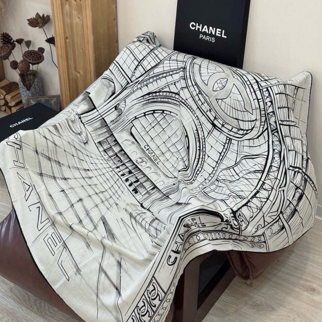 CHANEL 26S SCARF 135 IN CASHMERE AND SILK 309305