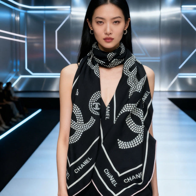 CHANEL 26S SCARF 135 IN CASHMERE AND SILK 309308