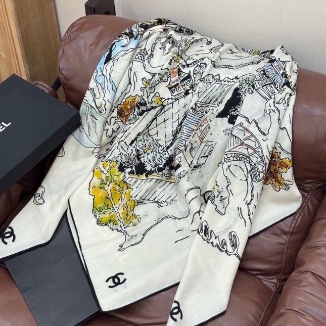 CHANEL 26S SCARF 135 IN CASHMERE AND SILK 309324