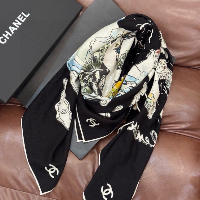 CHANEL 26S SCARF 135 IN CASHMERE AND SILK 309325