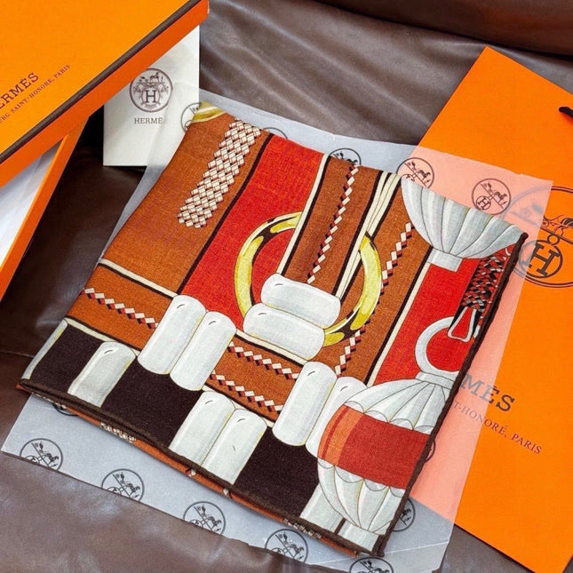 HERMES 26S PRINTED SQUARE SCARF 140 IN SILK 309334