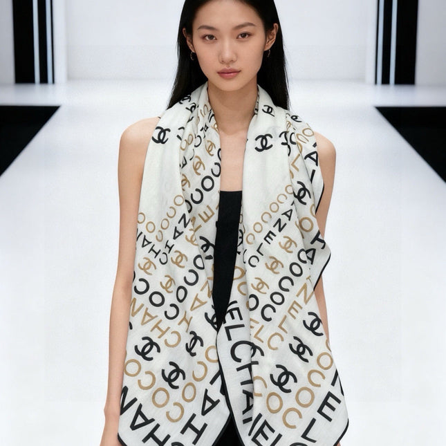 CHANEL 26S SCARF 135 IN CASHMERE AND SILK 309350