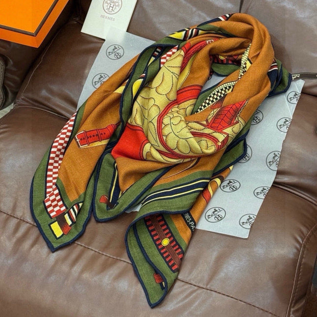 HERMES 26S PRINTED SQUARE SCARF 140 IN SILK 311925