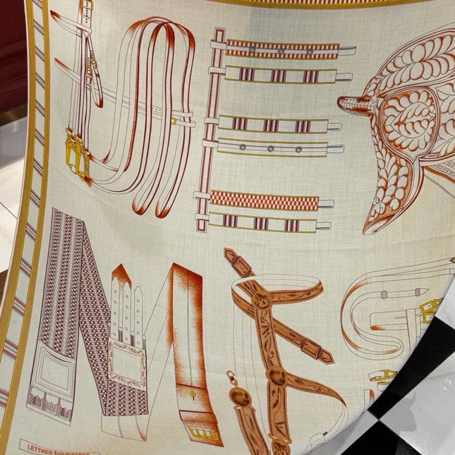 HERMES 26S PRINTED SQUARE SCARF 140 IN SILK 311955