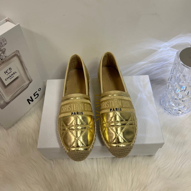 GRANVILLE ESPADRILLE GOLD QUILTED CANNAGE CALFSKIN
