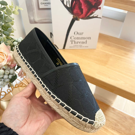 VALENTINO 26S SLIP ON SHOES IN BLACK JACQUARD CANVAS