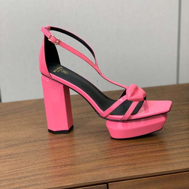 BALMAIN 26S LIP-EMBELLISHED HEELS 105 MM IN PINK CALFSKIN