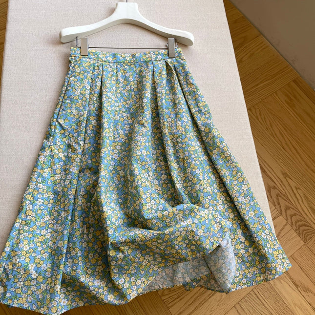 PRADA 26S FLORAL PRINT MIDI SKIRT 1047