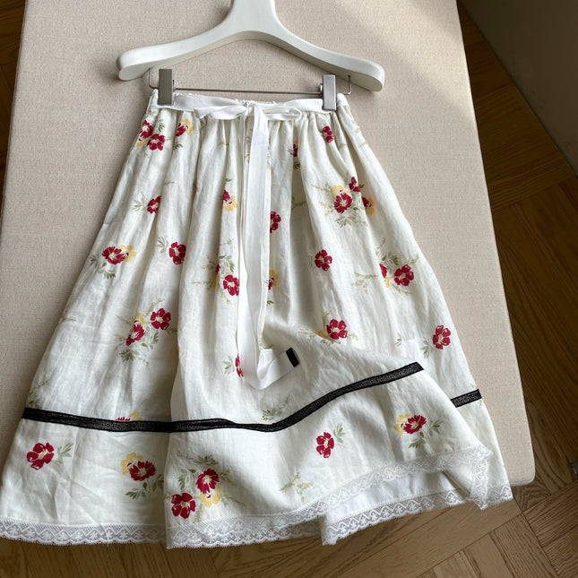 PRADA 26S FLORAL PRINT MIDI SKIRT STYLE 954