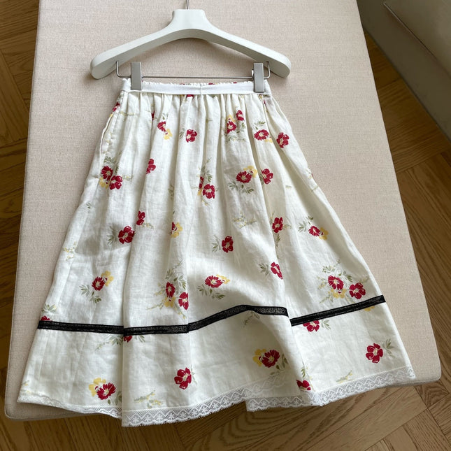 PRADA 26S FLORAL PRINT MIDI SKIRT STYLE 954