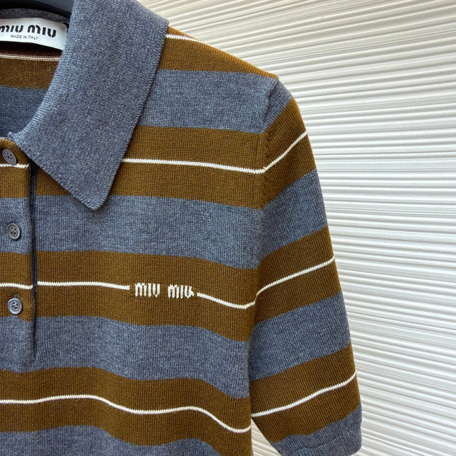 MIUMIU 26S SHORT-SLEEVED KNIT POLO SHIRT STYLE 1090