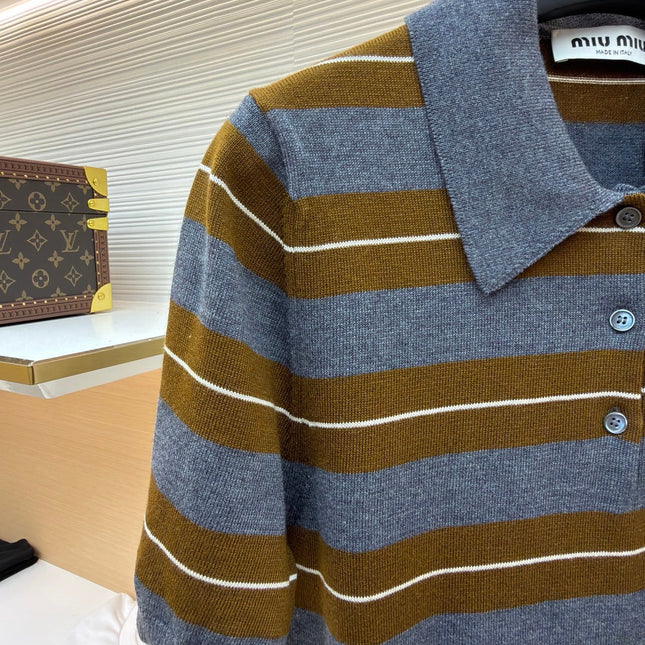 MIUMIU 26S SHORT-SLEEVED KNIT POLO SHIRT STYLE 1090