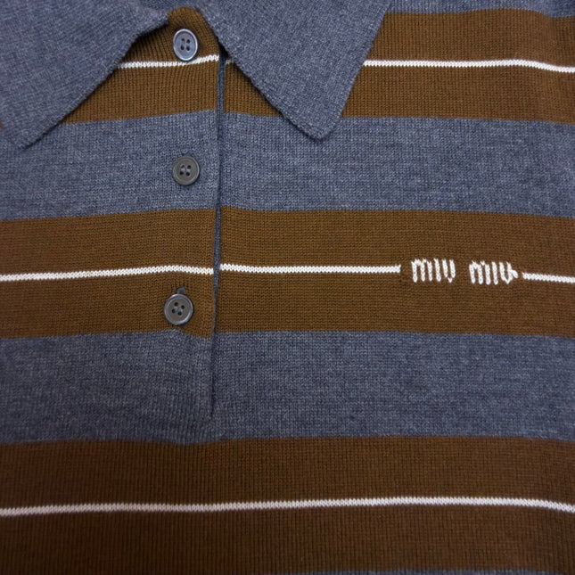MIUMIU 26S SHORT-SLEEVED KNIT POLO SHIRT STYLE 1090