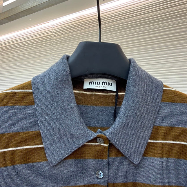 MIUMIU 26S SHORT-SLEEVED KNIT POLO SHIRT STYLE 1090