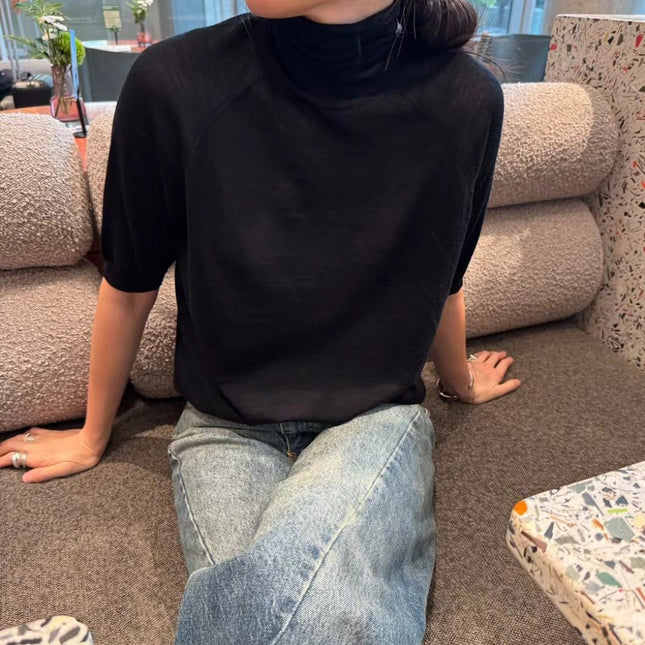 PRADA 25S SHORT-SLEEVE TURTLENECK SWEATER 430