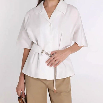 MAXMARA 26S SHORT-SLEEVE BELTED SHIRT 264