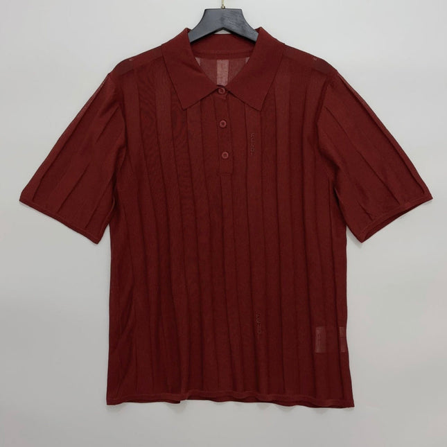 FENDI 26S SHORT-SLEEVE KNIT POLO TOP 327