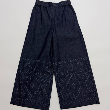 MAXMARA 26S WIDE-LEG EMBROIDERED DENIM PANTS 243