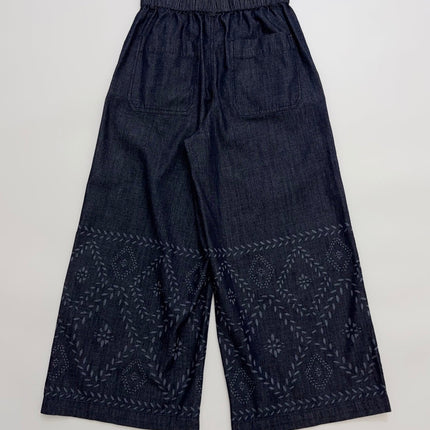 MAXMARA 26S WIDE-LEG EMBROIDERED DENIM PANTS 243