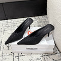 KNIFE 65MM HIGH MULE IN BLACK SUEDE ATTACHED FULL CRYSTALS
