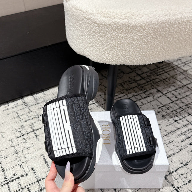 DIOR ADJUSTABLE STRAP SANDALS 25S 50 MM IN BLACK FABRIC MIX CALFSKIN STYLE 1