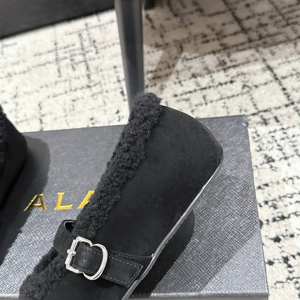 ALAIA 26S  BALLET FLATS IN BLACK SUEDE AND WOOL