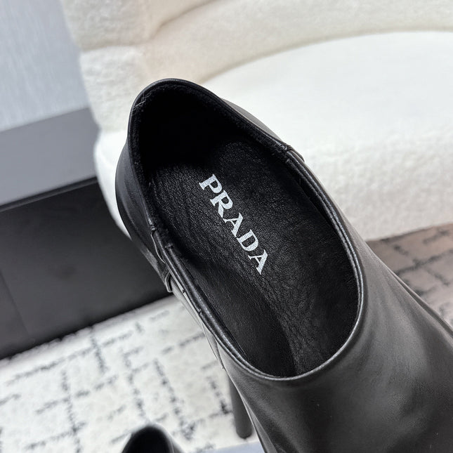 PRADA 26S SLIP ON SHOES IN BLACK SMOOTH CALFSKIN