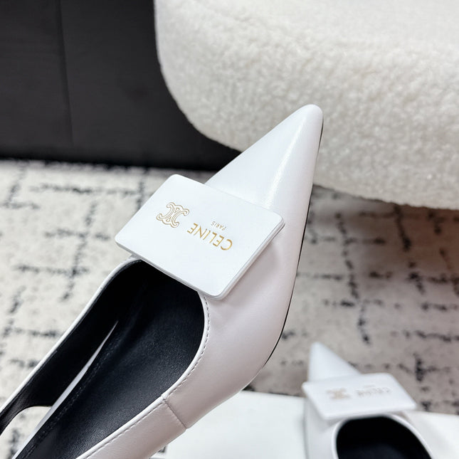 CELINE 26S HIGH-HEEL SLINGBACK 35 MM IN WHITE CALFSKIN