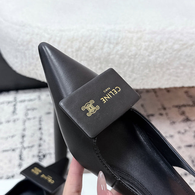 CELINE 26S HIGH-HEEL SLINGBACK 35 MM IN BLACK CALFSKIN