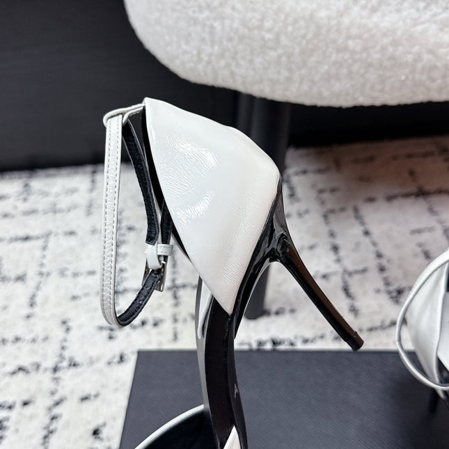 ALAIA 26S POINTED-TOE HEELS 90 MM IN WHITE PATENT CALFSKIN