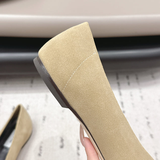 THE ROW 26S BALLET FLATS IN BEIGE SUEDE
