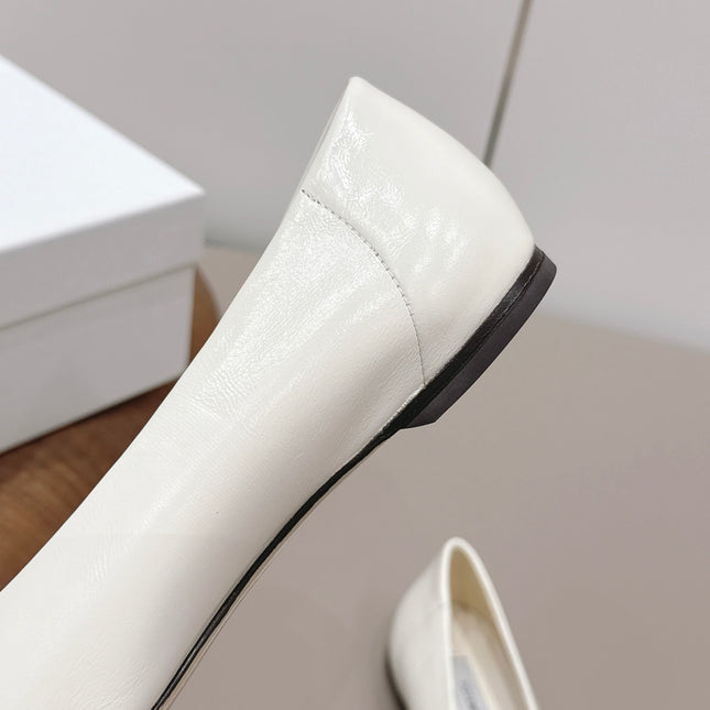 THE ROW 26S BALLET FLATS IN WHITE CALFSKIN