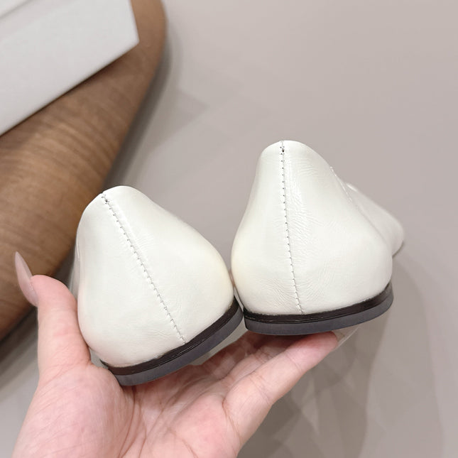 THE ROW 26S BALLET FLATS IN WHITE CALFSKIN