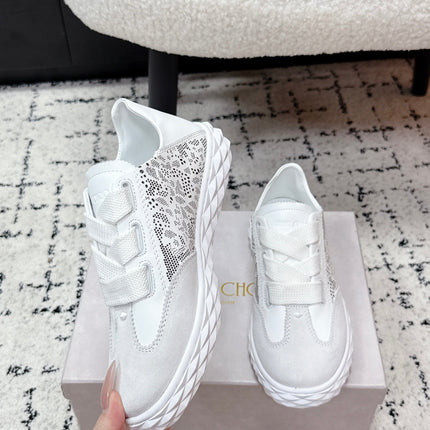 JIMMY CHOO 26S SNEAKERS IN WHITE SUEDE