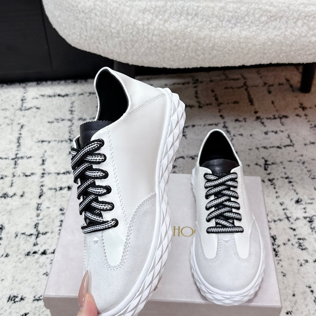 JIMMY CHOO 26S SNEAKERS IN WHITE SUEDE WITH BLACK LACES